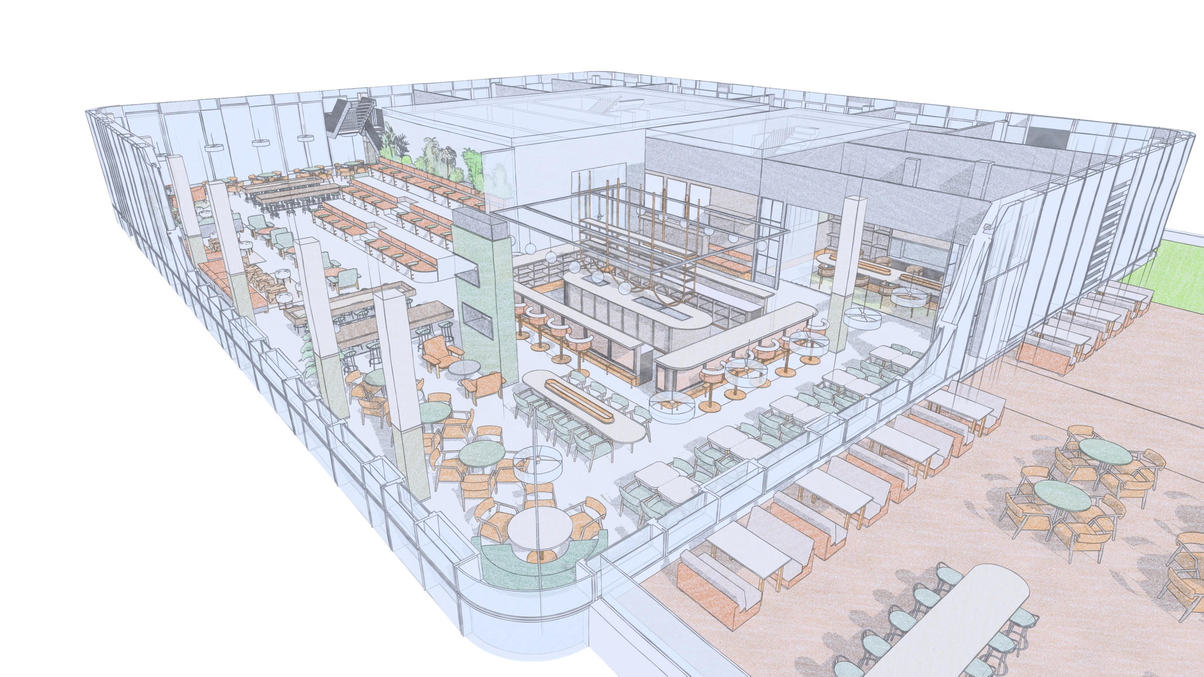 The same floor in a light line-based version, where the furnishing and layout read clearly.