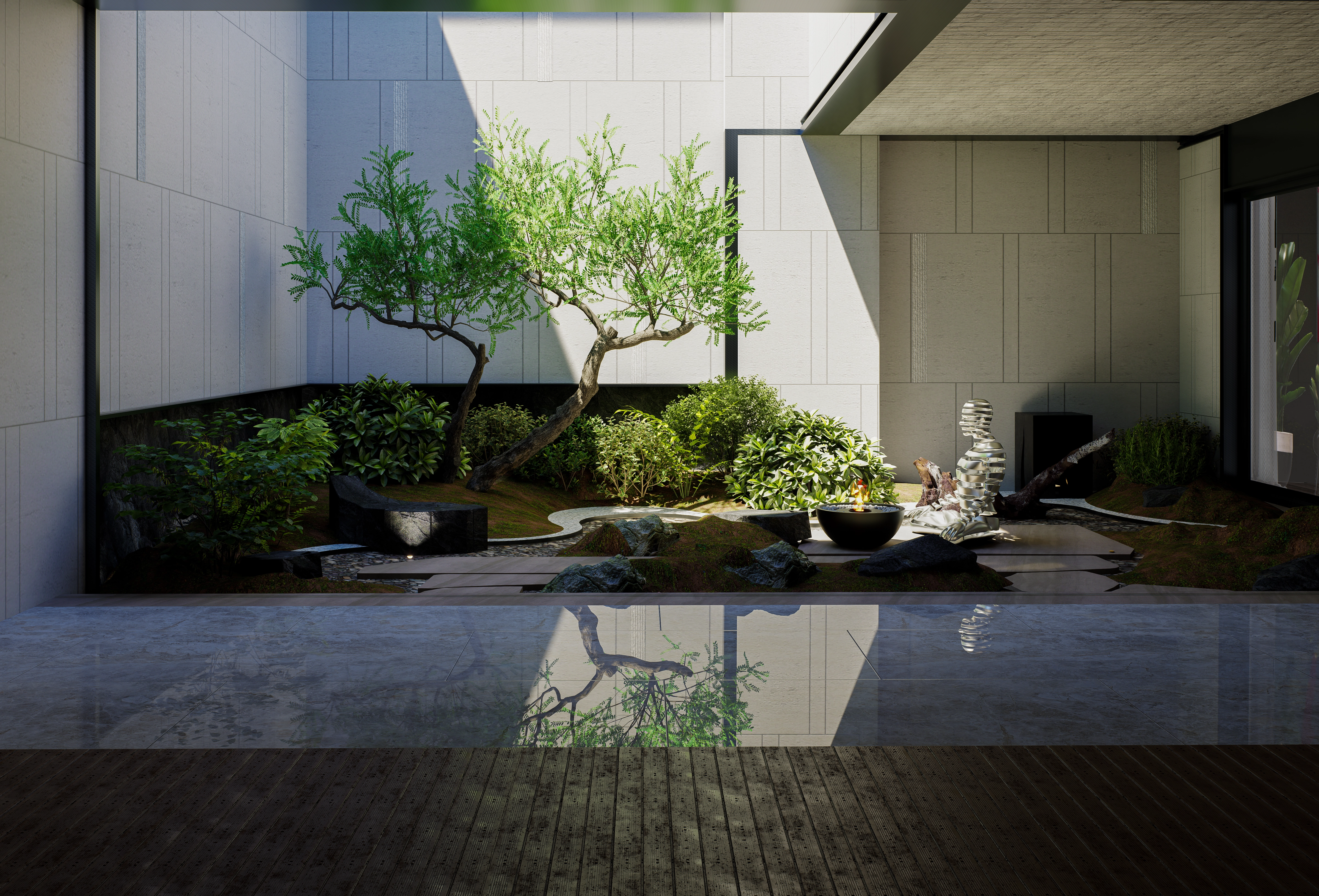 Render of a garden made in D5 — post-processed without AI upscaling.